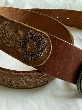Abercrombie & Fitch Brown Suede Beaded Embellished Women’s Belt